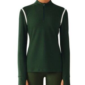 Tory Burch Sport Reflective-Stripe Quarter-Zip Pullover L